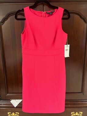 American Living Sleeveless Hot Pink Midi Sheath Dress for office work bright